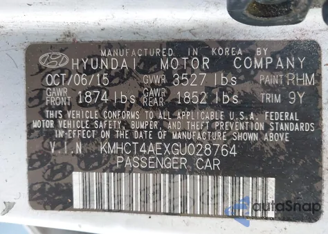 2016 Hyundai Accent Se z USA, uszkodzony, nr VIN KMHCT4AEXGU028764